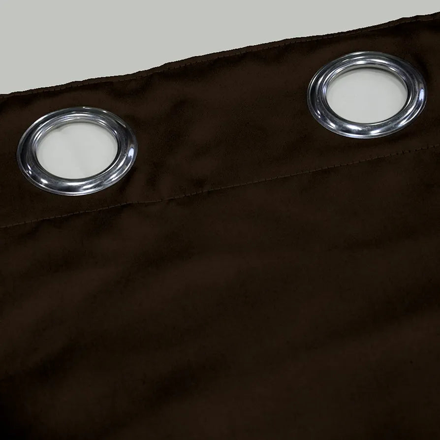 Divine Casa Premium Micro Satin Semi Blackout Door Curtains Pack of 2 | Solid Design | Size 7 Feet | Elegant Look & Light Control | Brown